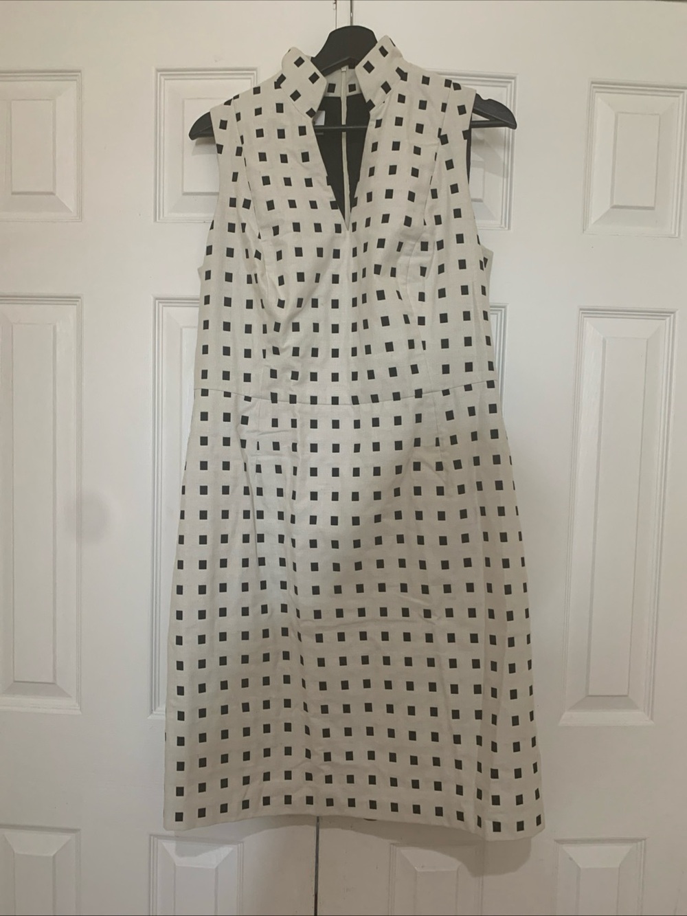 Alexis Punto Sleeveless White Dress with Black Square Print Sz 12